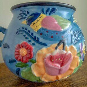 Vintage Jim Shore Small Pot Bird Floral Lidded Jar Bowl Excellent Condition